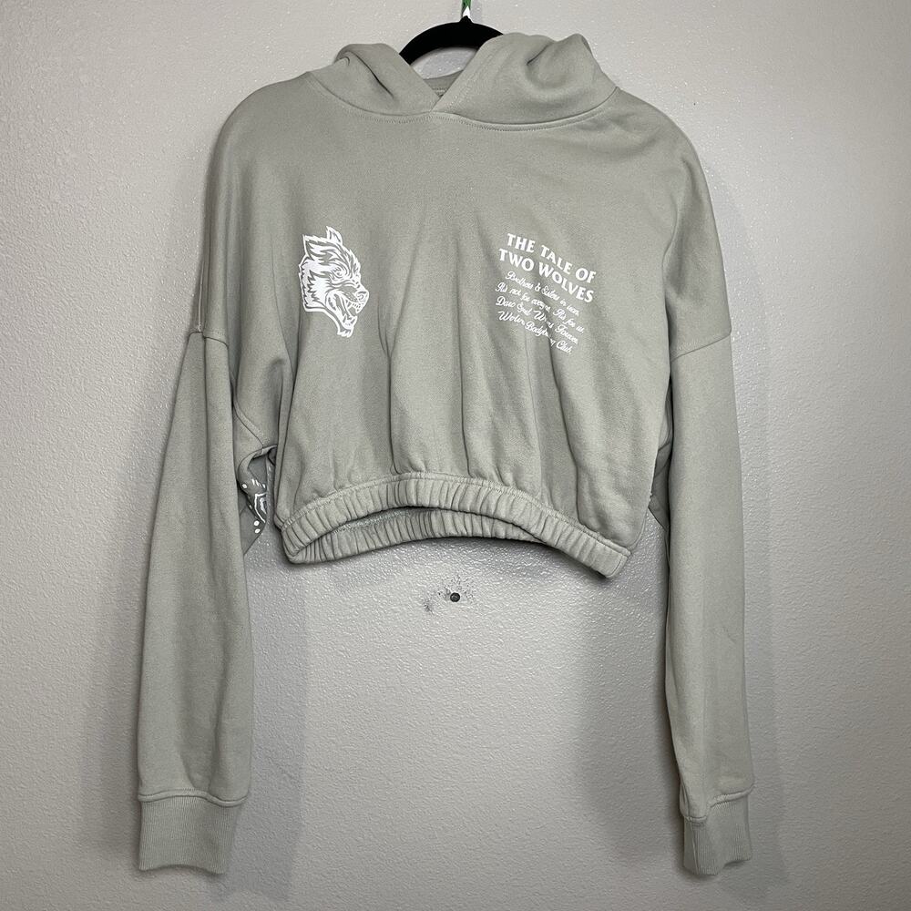 Darc Sport Cropped Hoodie Size Medium Tale of Two Wolves Light Green Activewear